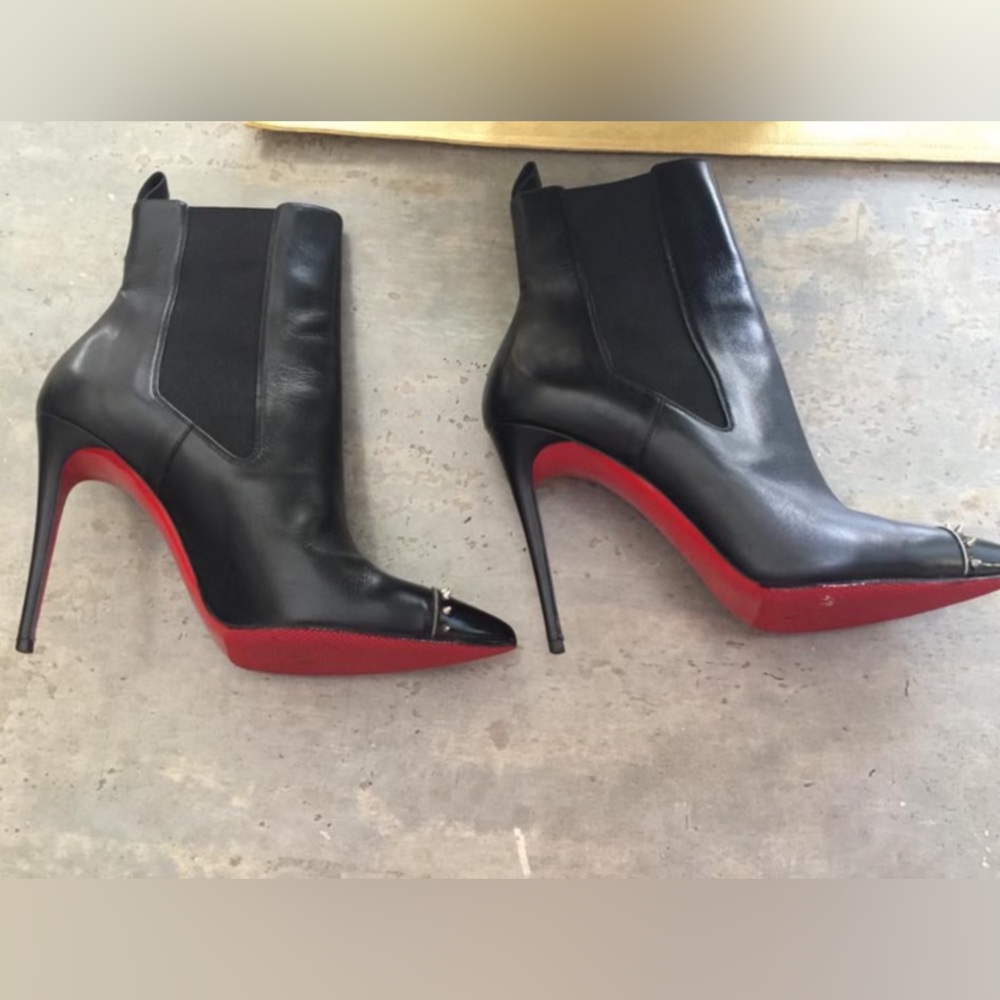Christian Louboutin Black and Red Ankle Boots